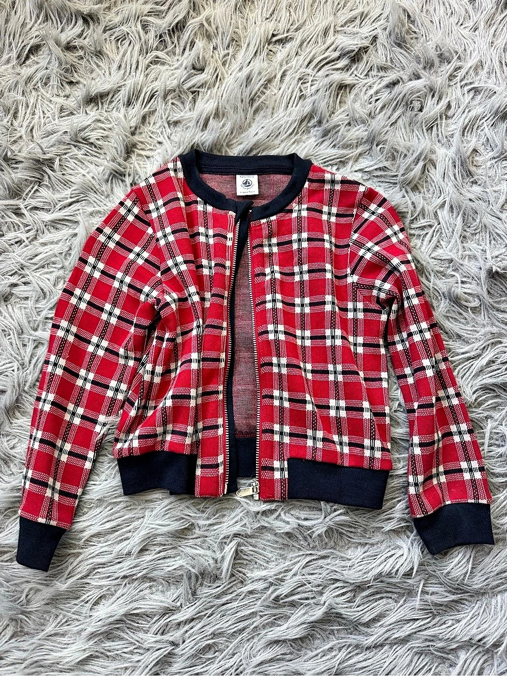 Petit Bateau Plaid Bomber Jacket (Size 5)